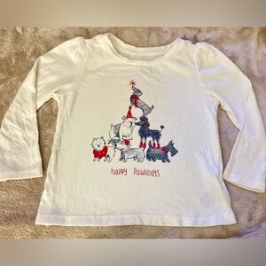 GAP Kids Christmas shirt - unisex size 2T.  Cream colored. Red, white & black